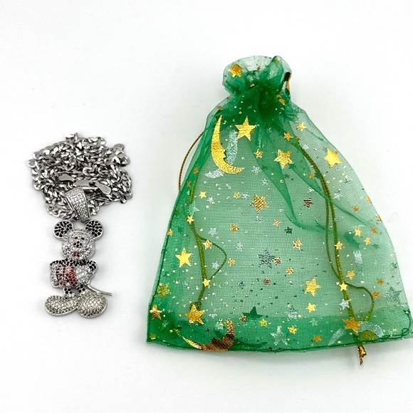 925 Sterling Silver Mickey Mouse Round Cut 3D Round Necklace - Picture 9 of 10